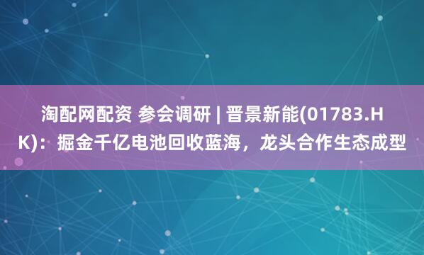 淘配网配资 参会调研 | 晋景新能(01783.HK)：掘金千亿电池回收蓝海，龙头合作生态成型