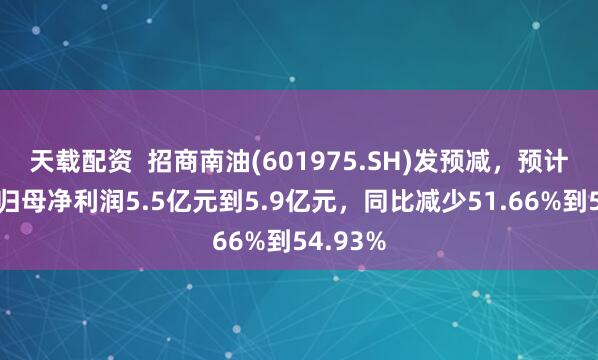 天载配资  招商南油(601975.SH)发预减，预计上半年归母净利润5.5亿元到5.9亿元，同比减少51.66%到54.93%